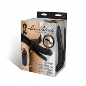 Полый страпон с двумя отростками и вибрацией Unisex Vibrating Hollow Strap-On Double Penetrating Dildo - 17,8 см. - Lux Fetish - купить с доставкой в Улан-Удэ