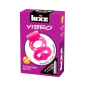 Розовое эрекционное виброкольцо Luxe VIBRO  Бархатный молот  + презерватив - Luxe - в Улан-Удэ купить с доставкой