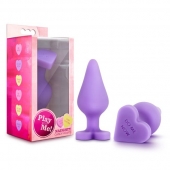 Фиолетовая анальная пробка Naughty Candy Heart Do Me Now - 8,9 см. - Blush Novelties - купить с доставкой в Улан-Удэ