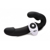 Черный безремневой страпон Urge Silicone Strap On с пультом ДУ - 24 см. - XR Brands - купить с доставкой в Улан-Удэ