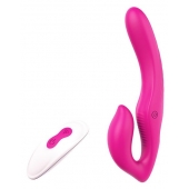 Ярко-розовый безремневой страпон REMOTE DOUBLE DIPPER - 22 см. - Dream Toys - купить с доставкой в Улан-Удэ