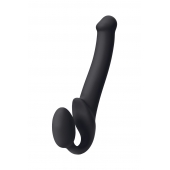 Черный безремневой страпон Silicone Bendable Strap-On M - Strap-on-me - купить с доставкой в Улан-Удэ