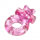 Розовое эрекционное виброкольцо на пенис Pink Bear - Baile - в Улан-Удэ купить с доставкой