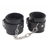 Черные оковы на ноги Obey Me Leather Ankle Cuffs - Chisa - купить с доставкой в Улан-Удэ