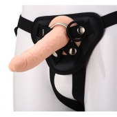 Телесный страпон на черных трусиках STRAP ON REAL DILDO - 20 см. - Dream Toys - купить с доставкой в Улан-Удэ