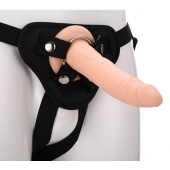 Телесный страпон на черных трусиках STRAP ON REAL DILDO - 20 см. - Dream Toys - купить с доставкой в Улан-Удэ