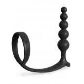 Черная анальная цепочка с эрекционным кольцом Ass-gasm Cockring Anal Beads - Pipedream - в Улан-Удэ купить с доставкой