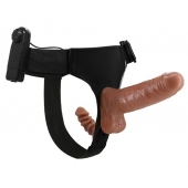 Страпон с вагинальной пробкой и вибрацией Ultra Passionate Harness - 16 см. - Baile - купить с доставкой в Улан-Удэ
