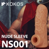 Телесная открытая насадка-реалистик с подхватом мошонки Nude Sleeve L - 14 см. - KOKOS - в Улан-Удэ купить с доставкой
