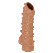 Телесная насадка с шипами и открытой головкой Nude Sleeve L - 14 см. - KOKOS - в Улан-Удэ купить с доставкой