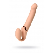 Телесный безремневой вибрострапон Vibrating Bendable Strap-On L - Strap-on-me - купить с доставкой в Улан-Удэ