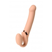 Телесный безремневой вибрострапон Vibrating Bendable Strap-On L - Strap-on-me - купить с доставкой в Улан-Удэ