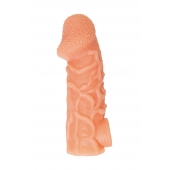 Телесная закрытая насадка с венками Cock Sleeve Size L - 17,6 см. - KOKOS - в Улан-Удэ купить с доставкой