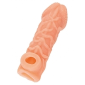 Телесная закрытая насадка с венками Cock Sleeve Size L - 17,6 см. - KOKOS - в Улан-Удэ купить с доставкой