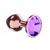 Пробка цвета розового золота с фиолетовым кристаллом Diamond Amethyst Shine L - 8,3 см. - Lola Games - купить с доставкой в Улан-Удэ