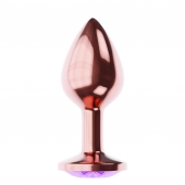 Пробка цвета розового золота с фиолетовым кристаллом Diamond Amethyst Shine L - 8,3 см. - Lola Games - купить с доставкой в Улан-Удэ