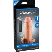 Телесная вибронасадка с кольцом  Vibrating Real Feel 1 Extension - 14 см. - Pipedream - в Улан-Удэ купить с доставкой