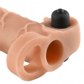 Телесная вибронасадка с кольцом Vibrating Real Feel 2 Extension - 16 см. - Pipedream - в Улан-Удэ купить с доставкой