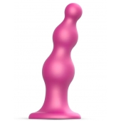 Розовая насадка Strap-On-Me Dildo Plug Beads size S - Strap-on-me - купить с доставкой в Улан-Удэ