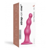 Розовая насадка Strap-On-Me Dildo Plug Beads size L - Strap-on-me - купить с доставкой в Улан-Удэ