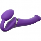 Фиолетовый безремневой вибрострапон Vibrating Bendable Strap-On - size L - Strap-on-me - купить с доставкой в Улан-Удэ