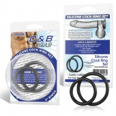 Набор из двух черных силиконовых колец разного диаметра SILICONE COCK RING SET - BlueLine - в Улан-Удэ купить с доставкой
