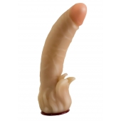 Телесная гелевая насадка-фаллос с клиторальными лепестками - 18,5 см. - LOVETOY (А-Полимер) - купить с доставкой в Улан-Удэ