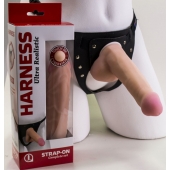 Страпон Harness из двух предметов: трусики с плугом и насадка-фаллос - 17 см. - LOVETOY (А-Полимер) - купить с доставкой в Улан-Удэ
