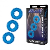 Комплект из трех голубых колец для эрекции 3-Pack Ultra-Stim Stretch Cock Rings - BlueLine - в Улан-Удэ купить с доставкой