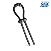 Черное эрекционное кольцо со стимулирующими бусинами - Sex Expert - в Улан-Удэ купить с доставкой