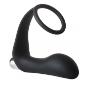 Черное эрекционное кольцо с вибропробкой Vibrating Anal Plug With Cockring - Dream Toys - в Улан-Удэ купить с доставкой