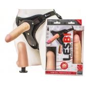 Телесный страпон Harness LESBI с вагинальной пробкой - 16,5 см. - LOVETOY (А-Полимер) - купить с доставкой в Улан-Удэ