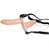 Телесный женский страпон с вагинальной пробкой Strap-On Duo - 15 см. - Orion - купить с доставкой в Улан-Удэ