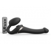 Черный безремневой страпон Multi Orgasm Size S с клиторальной стимуляцией - Strap-on-me - купить с доставкой в Улан-Удэ