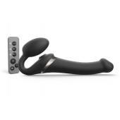 Черный безремневой страпон Multi Orgasm Size M с клиторальной стимуляцией - Strap-on-me - купить с доставкой в Улан-Удэ