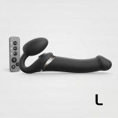 Черный безремневой страпон Multi Orgasm Size L с клиторальной стимуляцией - Strap-on-me - купить с доставкой в Улан-Удэ