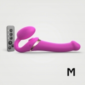 Ярко-розовый безремневой страпон Multi Orgasm Size M с клиторальной стимуляцией - Strap-on-me - купить с доставкой в Улан-Удэ
