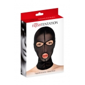Черная сетчатая маска на голову с отверстиями для глаз и рта - Fetish Tentation - купить с доставкой в Улан-Удэ
