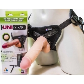 Страпон-унисекс с двумя насадками UNI strap 7  Harness - 19 и 16 см. - LOVETOY (А-Полимер) - купить с доставкой в Улан-Удэ