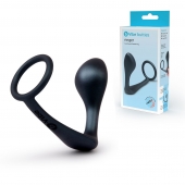 Черное эрекционное кольцо со стимулятором простаты Ringer Cock Ring   Plug - b-Vibe - в Улан-Удэ купить с доставкой