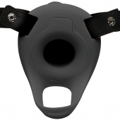 Черный полый страпон с вибрацией 2’’ Erection 28X Smooth Vibrating Silicone Penis Sheath - XR Brands - купить с доставкой в Улан-Удэ