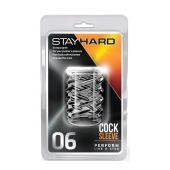 Прозрачная насадка с объёмными чёрточками STAY HARD COCK SLEEVE 06 CLEAR - Blush Novelties - в Улан-Удэ купить с доставкой