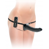 Черный страпон с вагинальной пробкой Deluxe Vibrating Penetrix Strap-On - 19 см. - Pipedream - купить с доставкой в Улан-Удэ