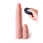 Телесная вибронасадка на член 3  Vibrating Mega X-tension with Remote - 22,9 см. - Pipedream - в Улан-Удэ купить с доставкой