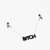 Зажимы на соски с кожаной подвеской Bitch - Crazy Handmade - купить с доставкой в Улан-Удэ