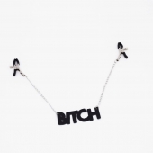Зажимы на соски с кожаной подвеской Bitch - Crazy Handmade - купить с доставкой в Улан-Удэ