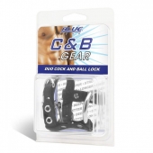 Утяжка на пенис на замочке Duo Cock And Ball Lock - BlueLine - купить с доставкой в Улан-Удэ
