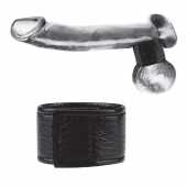 Чёрная утяжка на мошонку 1  Velcro Ball Stretcher - BlueLine - купить с доставкой в Улан-Удэ