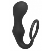 Чёрное эрекционное кольцо с анальной пробкой Double Pleasure Anal Plug - Lola Games - в Улан-Удэ купить с доставкой