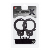 Чёрные наручники из листового металла в комплекте с веревкой BONDX METAL CUFFS LOVE ROPE SET - Dream Toys - купить с доставкой в Улан-Удэ